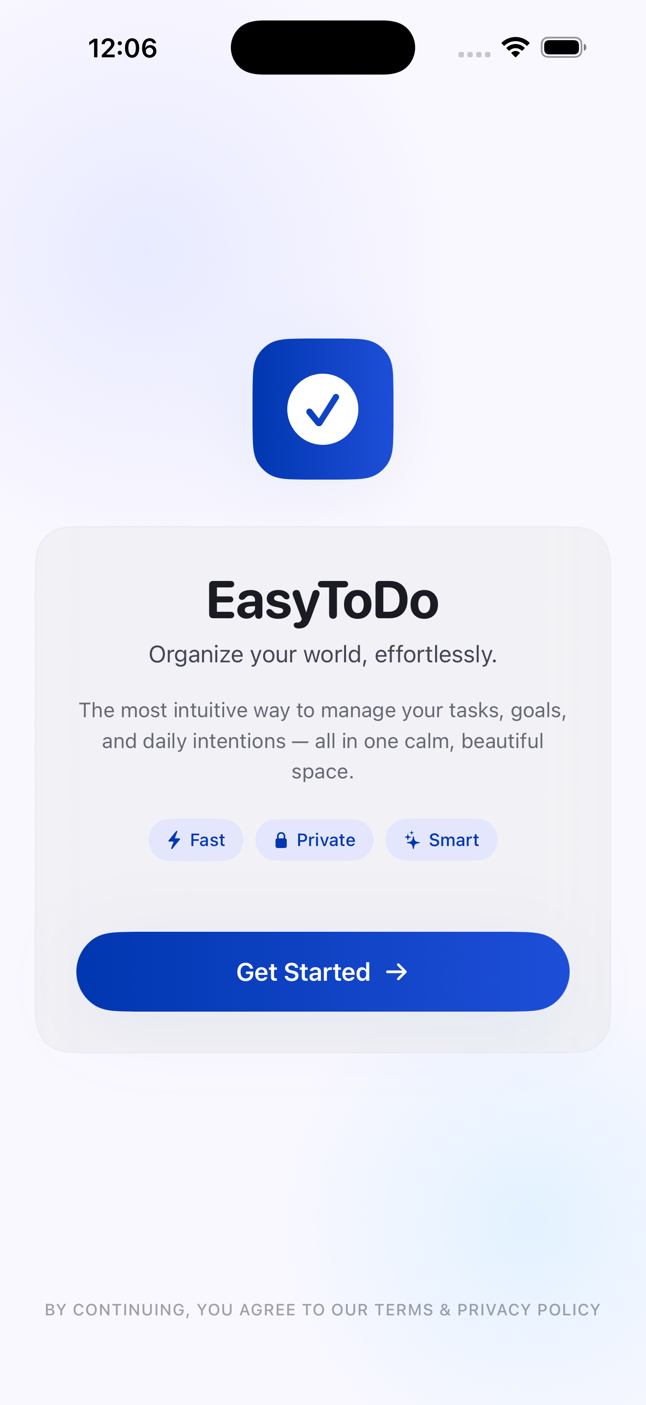 EasyToDo onboarding screen