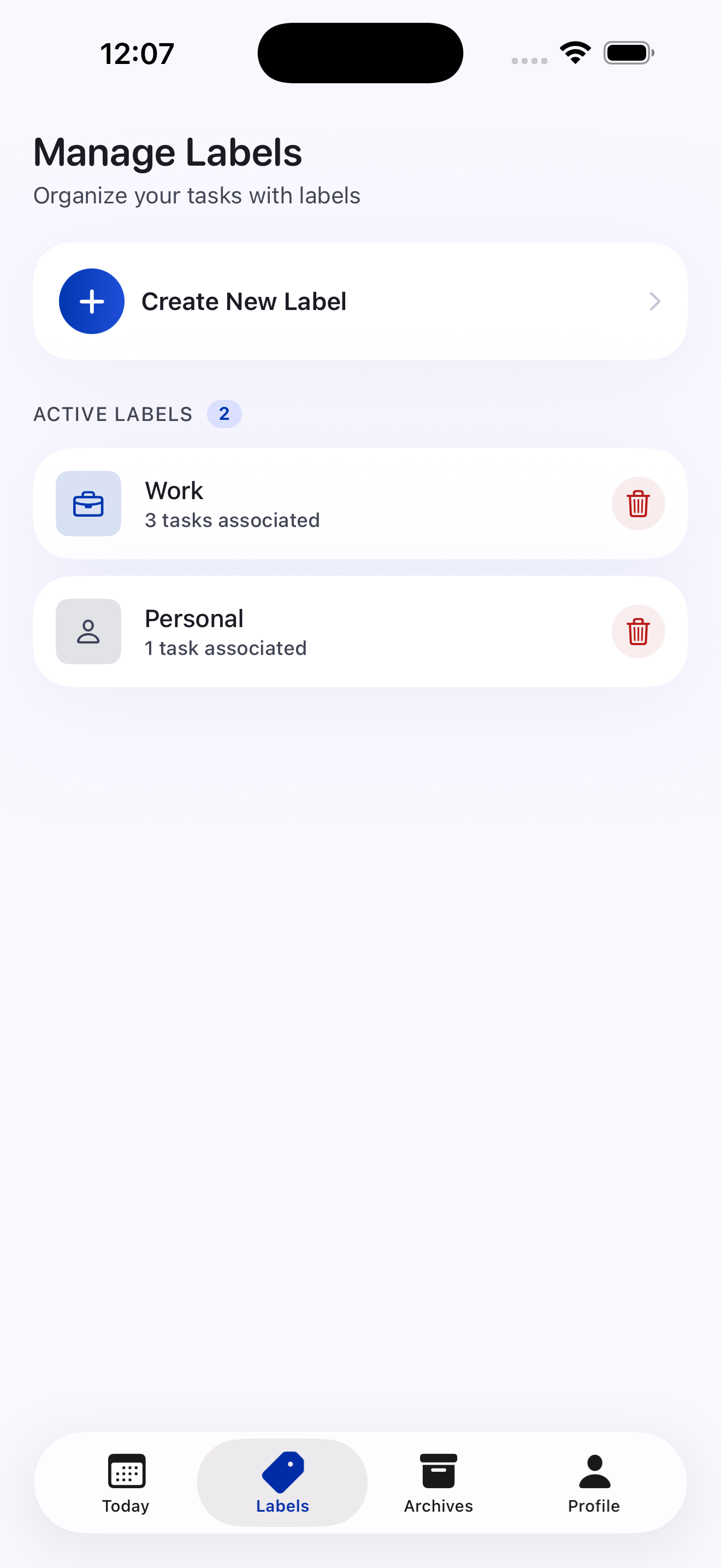 EasyToDo manage labels