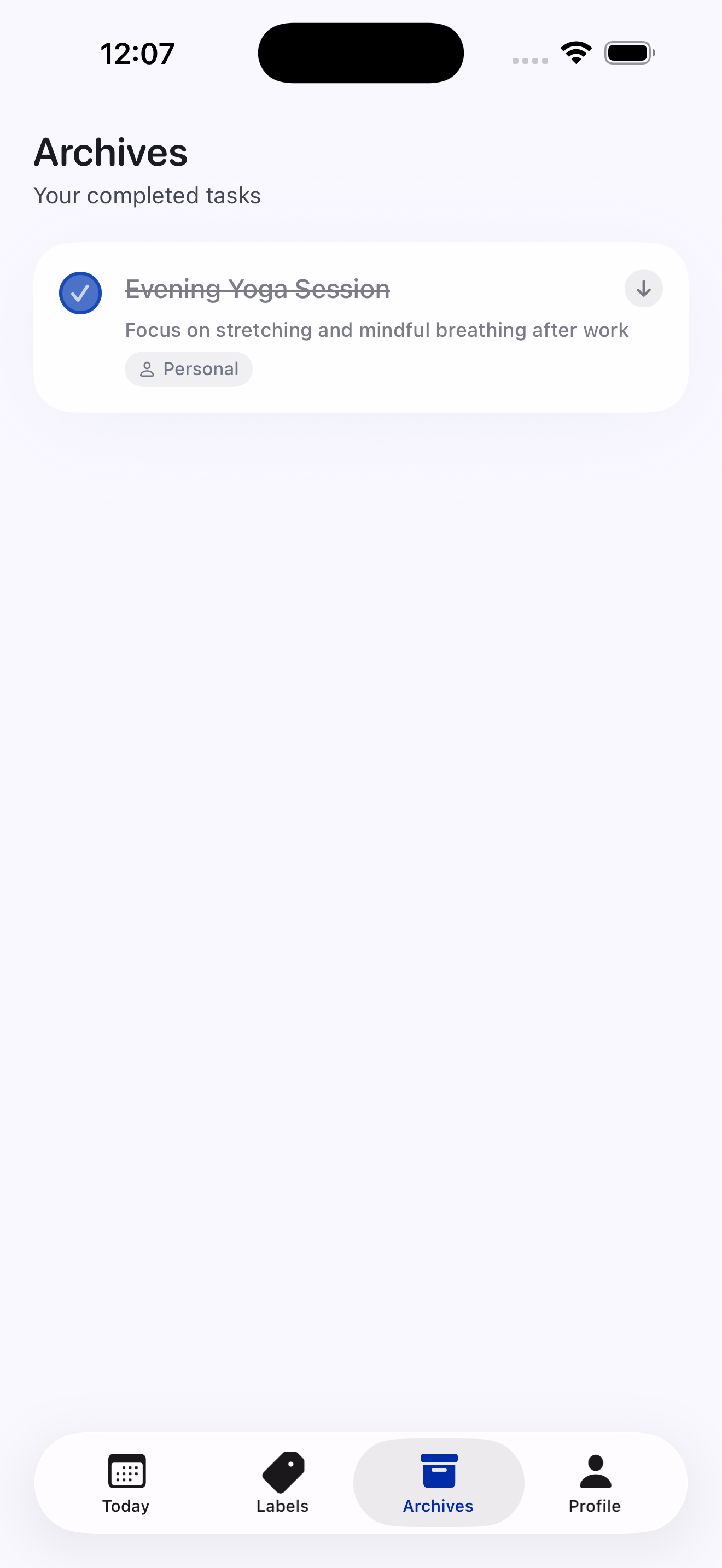 EasyToDo archives screen